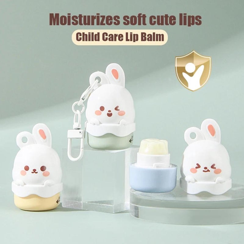 Lip Repair Stick,Lip Balm,Moisturizing Lip Care,Portable Kids Fruity Cute Rabbit Flavored Lip Balm with Keychain - Image 5